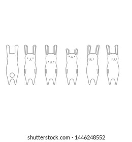 Vector cartoon style rabbit character, Isolated on white background, Vector