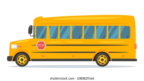 Vector cartoon style school bus isolated on white background.