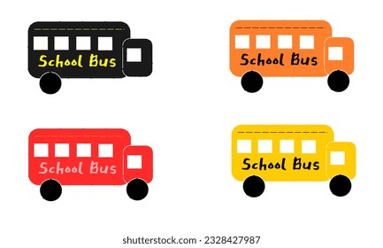 Vector cartoon style school bus isolated on white background. one set of school bus