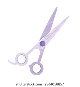 Vector cartoon style scissors design on pink background.