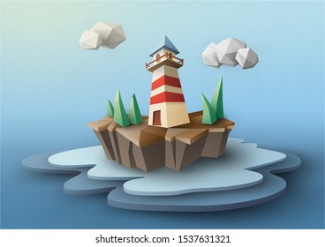 Vector cartoon style Sea in the evening