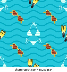 Vector cartoon style seamless summer colorful pattern.