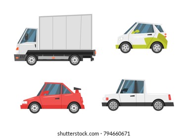 Vector  cartoon style set of city transport 