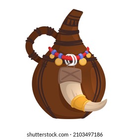 Vector cartoon style vase african traditional symbols