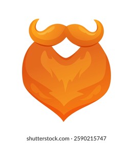 Vector cartoon stylish ginger mustache and beard isolated on white background.
