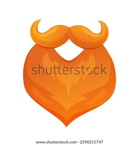 Vector cartoon stylish ginger mustache and beard isolated on white background.

