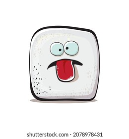 Vector Cartoon sugar cartoon characters isolated on white background. funky sweet sugar cube character with eyes and mouth