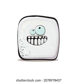 Personajes de caricatura de azucar de dibujos animados de vectores aislados en fondo blanco. personaje de cubo de azúcar dulce funky con ojos y boca