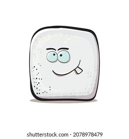 Vector Cartoon sugar cartoon characters isolated on white background. funky sweet sugar cube character with eyes and mouth