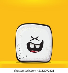 Vector Cartoon sugar cartoon characters isolated on orange background. funky sweet sugar cube character with eyes and mouth. funky food character