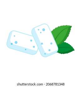 Vector Cartoon Sugar Free Mint Gum. Dental Concept.