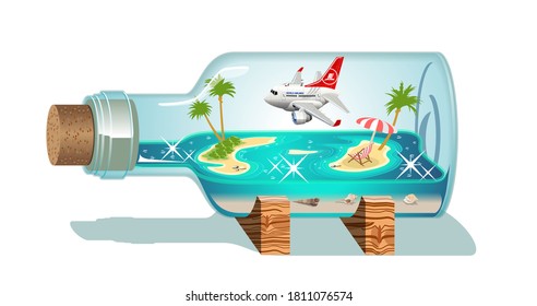 Vector Cartoon Summer Souvenir Bottle. Available EPS-10 vector format separated by groups for easy edit