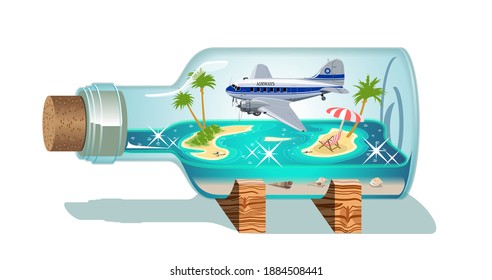 Vector Cartoon Summer Souvenir Bottle. Available EPS-10 vector format separated by groups for easy edit
