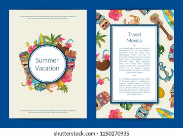 Vector cartoon summer travel card or flyer illustration