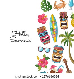 Vector cartoon summer travel elements background illustration