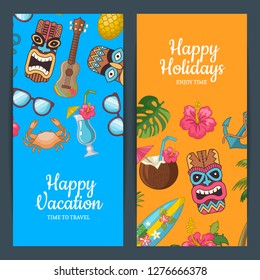 Vector cartoon summer travel web banner templates illustration