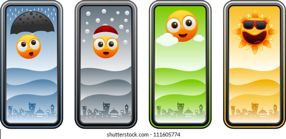 vector cartoon sun with four seasons