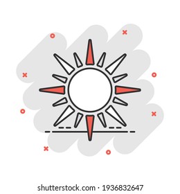 Vector cartoon sun icon in comic style. Summer sunshine concept illustration pictogram. Sun business splash effect concept.