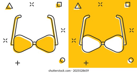 Vector cartoon sunglasses icon in comic style. Eyewear sign illustration pictogram. Sunglasses business splash effect concept.