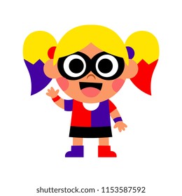 Vector Cartoon Super Hero Kid Illustration Isolated 