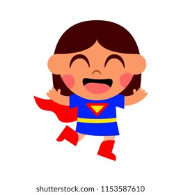 Vector Cartoon Super Hero Kid Illustration Isolated 