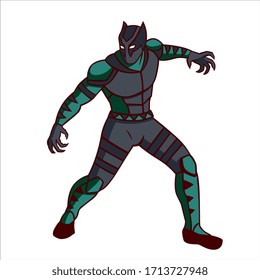 Vector Cartoon Superhero Cute Clawed Man Isolated