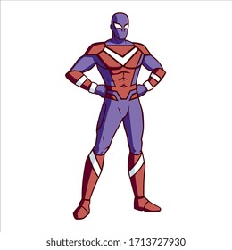 Vector Cartoon Superhero Cute Purple Shadow Man Isolated