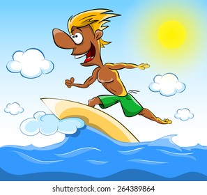 Vector cartoon surfer