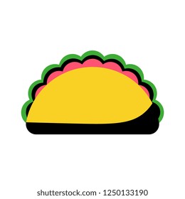 Vector Cartoon Taco Icon Isolated On White Background