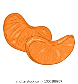 Vector Cartoon Tangerine without Peel. Mandarin Slices