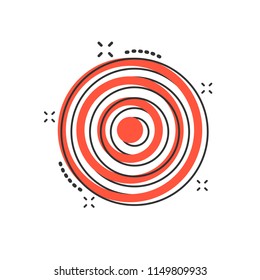 Vector cartoon target aim icon in comic style. Darts game sign illustration pictogram. Success business splash effect concept.