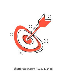 Vector cartoon target aim icon in comic style. Darts game sign illustration pictogram. Success business splash effect concept.