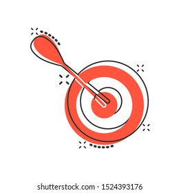 Vector cartoon target aim icon in comic style. Darts game sign illustration pictogram. Success business splash effect concept.