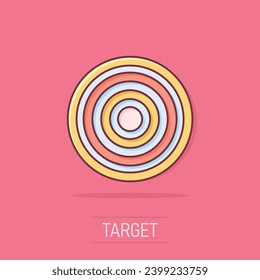 Vector cartoon target aim icon in comic style. Darts game sign illustration pictogram. Success business splash effect concept.