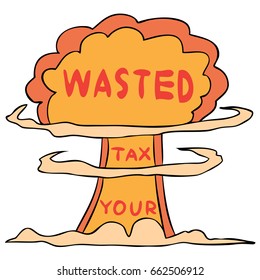 vector cartoon tax wasted isolated