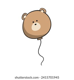 vector cartoon teady bear with heart balloons.