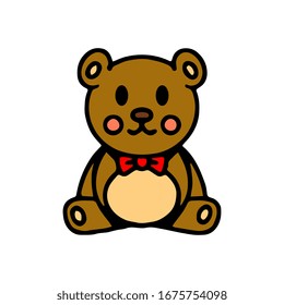 Vector Cartoon Teddy Bear Hand Drawn Clipart