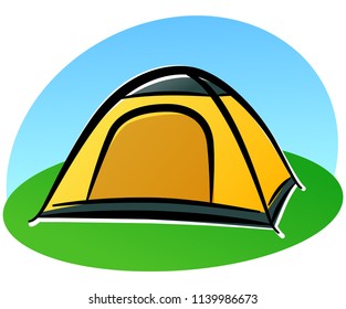 Vector cartoon tent design on white background