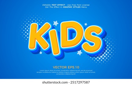 Vector cartoon text kids 3d style effect