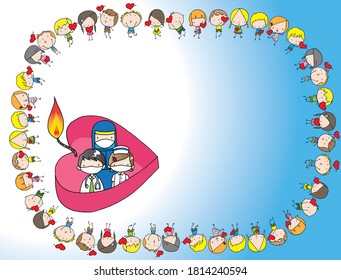 vector cartoon Thank you front line staff