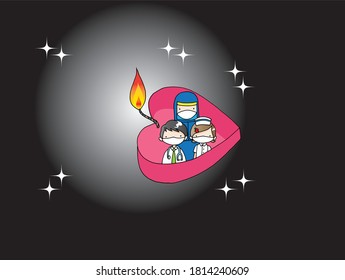 caricatura vectorial Gracias personal de primera línea