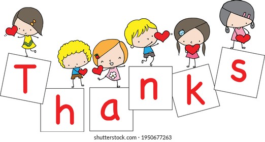vector cartoon thanks card icon sign