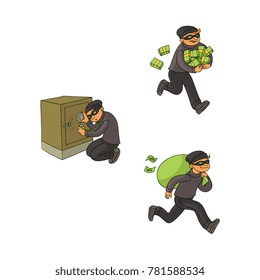 Vector Cartoon Thief Scenes Set Man Stock Vector Royalty Free Shutterstock