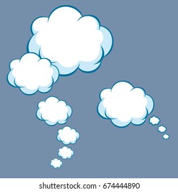 Vector cartoon thinking clouds illustration
