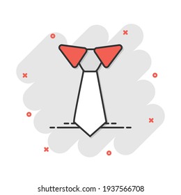 Vector cartoon tie icon in comic style. Necktie sign illustration pictogram. Tie business splash effect concept.