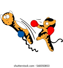 Vector cartoon tiger cub cute young martial arts