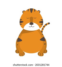 Vector cartoon tiger in full growth. Year of the tiger according to the Chinese horoscope 2022