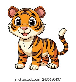 Vector of cartoon tiger illustration on white