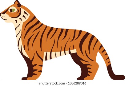 Vektorgrafik-Tigergrafik von der Seite. 