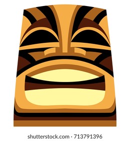 Vector Cartoon Tiki Idol Isolated On White Background